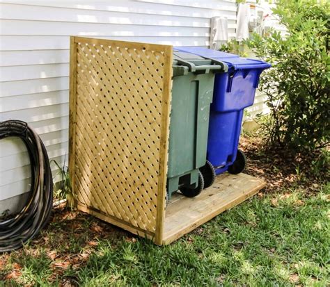 metal trash can screen enclosure|diy trash can storage.